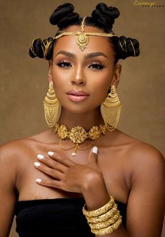 Gorgeous Gold plated earrings -Choose from 2 styles -Lightweight Bantu Knot Hairstyles, African Goddess, Ethno Style, Black Goddess, Goddess Hairstyles, Girls Art, Ombré Hair, Head Chain, Jhumka Earrings