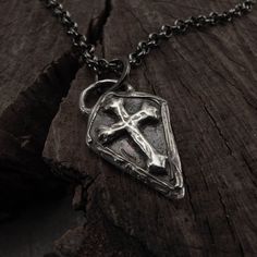 Medieval Cross Shield Silver Pendant Necklace Right Medieval Shield, Medieval Cross, Nameplate Necklace Silver, Oxidised Silver Jewelry, Tiffany Earrings, Handmade Gold Jewellery, Charm Necklace Silver, Sterling Silver Engagement Rings, Special Jewelry