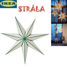 an origami star is shown in three different photos and the words strala above it