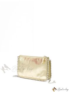 Bird in Bag - Pattern Beaded Design Square Bag Gold Crossbody Shoulder Bag With Pearl Handle, Gold Shoulder Bag With Pearl Handle For Everyday Use, Gold Beaded Clutch For Everyday Use, Gold Beaded Pouch Shoulder Bag, Gold Beaded Bags For Daily Use, Gold Beaded Bag For Daily Use, Trendy Gold Bag With Pearl Handle, Chic Embellished Clutch For Everyday Use, Chic Crossbody Bag