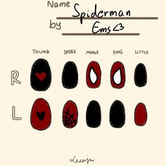 Nail Ideas Without Fake Nails, Nails Inspo Simple Design, Nail Art Designs Spiderman, Nail Ideas Tomboy, Simple Short Nail Art Designs, Spiderman Nails Designs Easy, Cute Simple Halloween Nail Designs, Spiderman Gel Nails, Easy Gel Nail Designs For Short Nails For Beginners