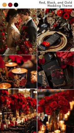 red and black wedding theme with roses