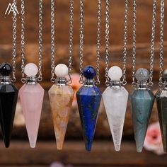 Spiritual Drop Gemstone Crystal Necklace, Spiritual Crystal Pendant Necklace With Charms, Perfume Bottle Pendant, Perfume Bottle Necklace Pendants, Amulet-style Crystal Pendant Necklace For Gift, Rough Stone Ring, Suncatcher Diy, Oil Diffuser Necklace, Cheap Earrings