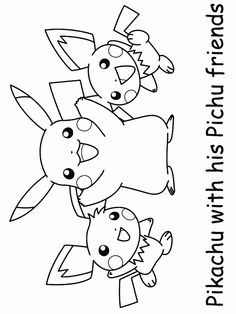 an image of pokemon coloring pages with the words, pikachu and friends on it