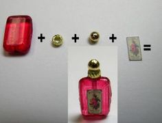 three different types of perfume bottles are shown in this image and the same one is red