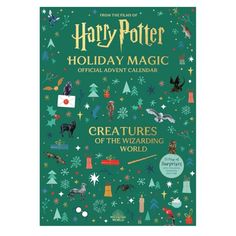 harry potter's holiday magic calendar with the words, creatures and symbols on it