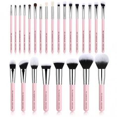 Professional Makeup Brushes Set Glitter Pink 25 Pieces Complete Collection Smudged Eyeliner, Pink Makeup Brush, Beauty Products You Need, Makeup Brush Set Professional, Eye Details, Makeup Brushes Set, Highlighter Brush, Professional Makeup Brushes, Contour Brush