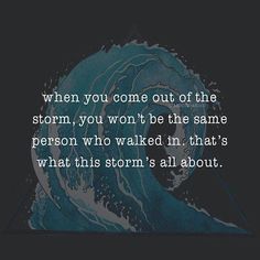 an image with the quote when you come out of the storm, you won't be the same person who walked in that's what this storm's all about