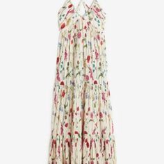 H&M Pleated Dress Maxi Tiered Floral Multicolored Sz S Bnwt Dress Pleated, Hm Dress, H M Dresses, Dress Maxi, Pleated Dress, Dresses Maxi, Red White, Red And White, H&m