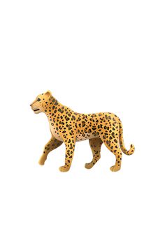 a cheetah figurine on a white background is shown in full color