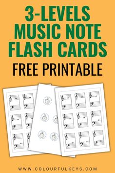 three levels music note flash cards with free printable