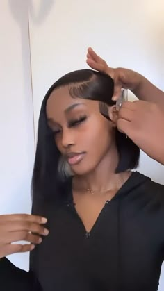 Bob Hairstyles Wig, Hairstyles Human Hair, Fluffy Edges, Hairstyle Ideas For Long Hair, Side Part Bob, Layer Hair, Ideas For Long Hair, Black Hair Updo Hairstyles, Tapered Natural Hair