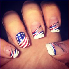 Mint green glittery nail American Flag Nails, Flag Nails, Striped Nails