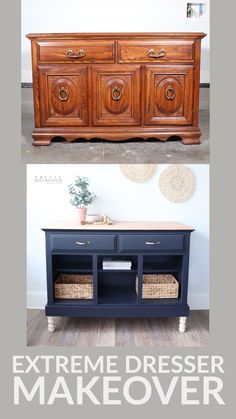 an old dresser turned into a sideboard