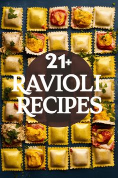 ravioli recipe book cover with the title 21 ravioli recipes written in large letters