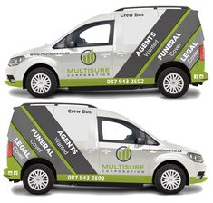 two van wrap designs for an advertise company, including the front and back