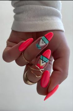 Coffin Nails Designs Summer, Fall Nail Polish, Nail Art Designs Summer, Geometric Nail, Trendy Nail Design, Cute Nail Art, Fall Nail