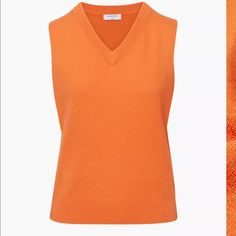 Cashmere Sweater Vest Classic Orange Top For Fall, Classic Orange Tops For Fall, Orange Sleeveless Top For Winter, Orange Sweater Vest, Aritzia Sweater, Orange Sweater, Orange Sweaters, Cashmere Sweater, Sweater Vest