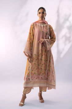 Sienna – Sania Maskatiya International Elegant Silk Anarkali Set With Floral Print, Pink Unstitched Suit With Floral Print For Festive Occasions, Festive Pink Unstitched Suit With Floral Print, Bollywood Style Pink Floral Print Lawn Suit, Floral Print Cotton Silk Sets For Eid, Silk Traditional Wear With Printed Motifs For Eid, Multicolor Cotton Silk Lawn Suit With Printed Motifs, Bollywood Style Pink Lawn Suit With Floral Print, Pink Bollywood Lawn Suit With Floral Print