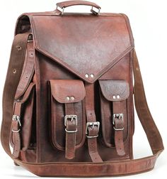 This Handmade Brown Vintage Leather Laptop Messenger Bag Backpack is crafted with quality and designed for durability. Featuring a classic and stylish look, it offers ample storage space for your laptop and other essentials. Stay organized and make a statement with this versatile bag. Dimensions : (approx) 16 X 12 X 5 inch. (height , breadth, inner depth ) - 40.64 cm X 30.48 cm X 12.7 cm . 36 inch shoulder drop (72 inch / 180 cm adjustable sling) Slightly Varies As each Bag Handmade. 2in1 Bag Co Classic Leather Backpack With Laptop Sleeve For Daily Use, Rectangular Leather Backpack With Laptop Sleeve For School, Classic Bags With Laptop Sleeve Backpack, Classic Brown Leather Backpack With Laptop Sleeve, Classic Backpack With Laptop Sleeve, Rectangular Backpack With Leather Lining For Everyday Use, Rectangular Leather Backpack For School, Leather Lined Laptop Backpack For Daily Use, Daily Use Leather-lined Laptop Backpack