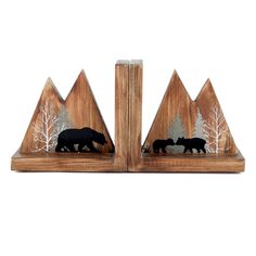 PRICES MAY VARY. NON-SKID DECORATIVE BOOKENDS: They are equipped with non-slip feet on the bottom, allowing them to hold their place, to keep the bookends from sliding. They allow you to move your bookends but won't scratch your desk. The size of each part is length: 7.1" height: 6.7" width: 3.9" PREMIUM QUALITY: Made of 100% wood. Beautifully hand-crafted and hand-painted design with country finishes giving an outdoorsy feel in the comfort of your home. FIT FOR ALL BOOK TYPES: All bookends come Book Types, Office Shelves, Diy Screen Door, Cabin Wall Decor, Wood Bookends, Wooden Christmas Crafts, Decorative Bookends, Office Shelf, Diy Wooden Projects