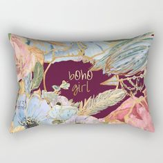 a rectangular pillow with flowers and leaves on it that says, be kind of this