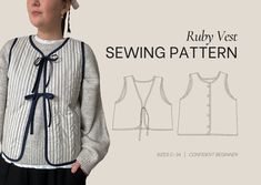 an image of a woman wearing a blouse and tie around her neck with the words ruby west sewing pattern on it