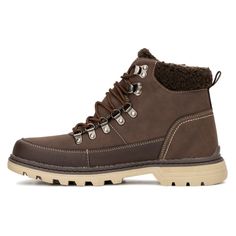 The work-to-office Ephraim boots deliver superior comfort with a distinguished look. This moc-toe style features a laced-up closure with D-ring eyelets. Brown Moc Toe Work Boots For Adventure, Brown Moc Toe Hiking Boots With Reinforced Toe, Rugged Moc Toe Lace-up Boots For Fall, Winter Lace-up Boots With Reinforced Moc Toe, Brown Goodyear Welted Moc Toe Lace-up Boots, Leather Work Boots, Timberland Mens, Closed Toe Shoes, Eyelet Lace