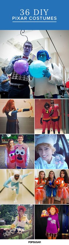 the collage shows different images of people in costumes