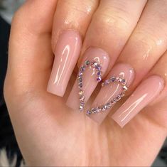 Simple Acrylic Nails, Pretty Nail Designs, Classy Acrylic Nails, Long Acrylic Nails Coffin, Acrylic Nails Coffin Pink, Long Square Acrylic Nails, Bling Acrylic Nails, Acrylic Nails Coffin Short, Gem Nails