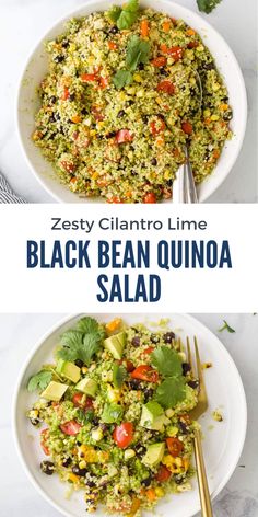 black bean quinoa salad with avocado and cilantro lime