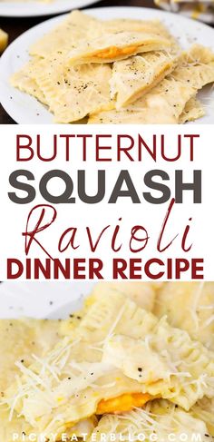 butternut squash ravioli dinner recipe with text overlay