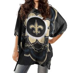 PRICES MAY VARY. Officially licensed NFL, NHL, NCAA women's caftan This 100% polyester caftan is perfect as a swimsuit coverup or over a turtleneck for gameday light and versatile item shows off your team spirit with a team logo on the front and a wordmark on the back One size fits most and creates a very flattering silhouette Just pull it out of your purse and your a superfan in seconds Nfl Saints, Ladies Caftan, Cardinals Nfl, Nfl San Francisco, Design Clothing, New Orleans Saints, Team Colors, Flower Design, A Team