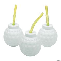 three golf ball molded cups with straws $ 12 99 per dozen on sale