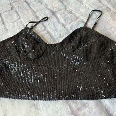 Xl Black Sequintops Strappy Sparkly Clubwear Womens Tank Sexy Crop Tops Juniors New Without Tags Tie Front Cardigan, Crochet Shirt, Silk Tank, Sequin Top, Red Sweaters, Birthday Outfit, Dress Details, Womens Tank, Boutique Clothing