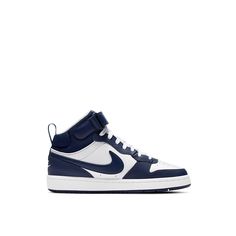 Nike-Court Borough Mid Sneaker - Kids' Make the most of your game with the Nike Court Borough Mid sneaker. Boasting a cupsole construction, this sneaker features a high-top design with padded tongue and ankle for maximum support. Click here for Kids Size Guide. Navy Casual Basketball Shoes, Navy Skate Shoes With Rubber Sole For Sports, Navy Low-top Skate Shoes For Sports, Sporty Navy Low-top Skate Shoes, Navy Mid-top Sporty Sneakers, Sporty Navy Lace-up Skate Shoes, Navy Lace-up Sporty Skate Shoes, Nike Sneakers With Rubber Sole For School, Nike Navy Low-top Basketball Shoes