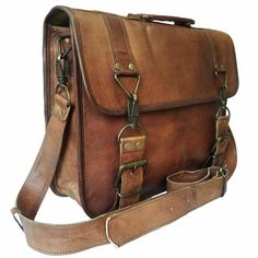 Bag Goat Leather Men Vintage Brown Laptop Messenger Briefcase S Shoulder Real Bag For Laptop, Natural Leather Bag, Leather Messenger Bag Laptop, Real Leather Handbags, Laptop Briefcase, Brown Leather Bag, Fossil Handbags, Laptop Stand, Leather Messenger Bag