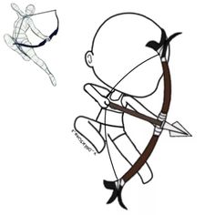 a drawing of a person holding a bow and arrow