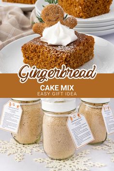 gingerbread and cake mix in jars. Betty Crocker Gingerbread Mix Recipes, Cake Mix In A Jar, Mix In A Jar, Cake Mix Recipe, Diy Gingerbread, Cheesy Snack