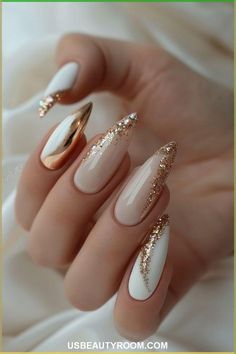 Diy Valentine's Nails, Graduation Nails, Romantic Nails, Nail Designs Valentines, Smink Inspiration, Gold Nail, Her Nails, French Nail Designs, Glamorous Nails