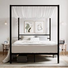 PRICES MAY VARY. Modern & Stylish - This lovely metal minimalist canopy bed looks preferred in your room. You can hang your wonderful decorative lights on the sturdy frame. Strong Support - The upgraded thick frame and wooden slats provide a stronger structure and can support up to 800 lbs., giving you a good night's sleep without shaking. Extra Storage - Looking for a bed with storage space? The 12.4" under-bed clearance provides extra storage space and miscellaneous items fit in, making it the