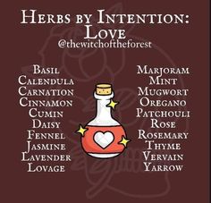 Love herbs Herbs For Love, Witch Spirituality, Grimoire Book