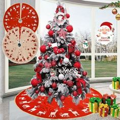 a decorated christmas tree sitting in front of a window