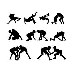 silhouettes of people doing different activities in the same position, including running and walking