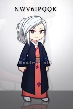 an anime character with white hair and gray hair wearing a kimono, standing in front of