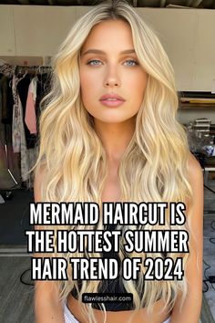 Sunkissed Blonde Mermaid Hair Mermaid Haircut, Mermaid Hair Waves, Mermaid Hairstyle, Sunkissed Blonde, Blonde Mermaid, Beachy Waves Hair, Summer Hair Trends, Mermaid Waves, Sea Salt Spray