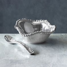 beatriz-ball-giftables-organic-pearl-petit-bowl-with-spoon Beatriz Ball, Holiday Lookbook, Cheese Spreaders, Entertaining Gifts, Silver Bowl, Peace Lily, Unique Wedding Gifts, Bar Items, Serving Spoon