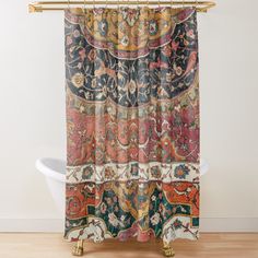 Extra-long decorative fabric shower curtains with 12 button holes. Comes ready to hang. Vivid, full-color printed on front and white on back. Fits most standard size tubs and showers. Moroccan Shower Curtain, Victorian Shower Curtain, Boho Shower Curtain, Eclectic Bedroom, Pattern Shower Curtain, Button Holes, Medallion Rug, Patterned Shower Curtain, Fabric Shower Curtains