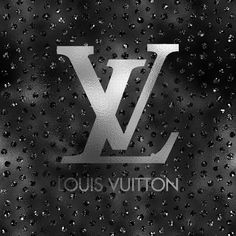 the louis vuitton logo is seen through raindrops on a black background