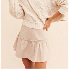 Free People Positank Tiered Mini Skirt Color: Champagne Size: 6 Brand New With Tags! Casual Mini Skirt For Fall Day Out, Casual Lined Skort For Fall, Casual Tiered Skirt For Brunch, Casual Beige Skort For Fall, Cotton Mini Skirt With Mini Hem For Day Out, Casual Beige Mini Skirt For Fall, Casual Skirted Skort For Fall, Casual Beige Skirt For Fall, Cotton Mini Skirt For Day Out In Fall